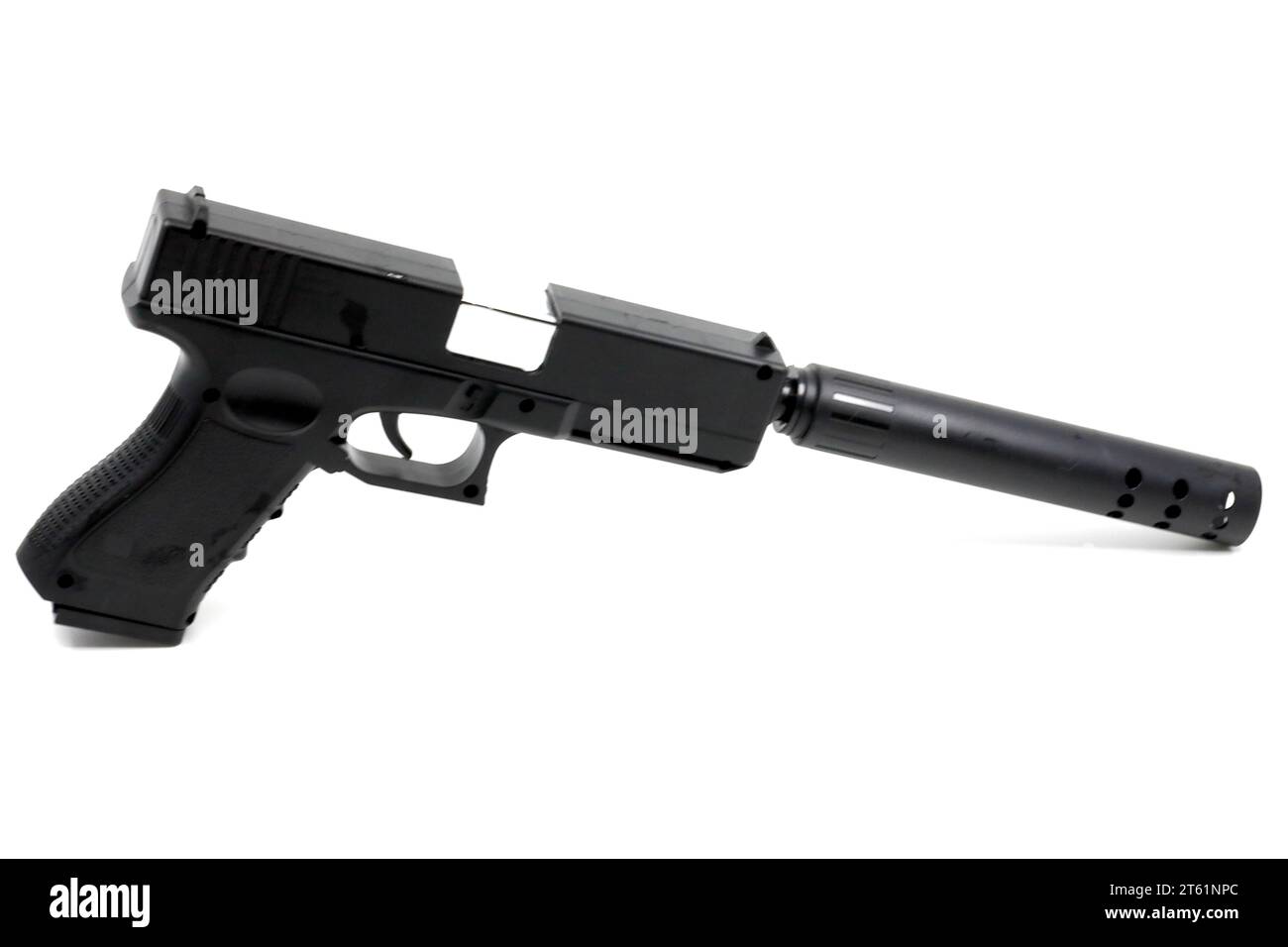 Firearm with silencer Stock Photo Alamy