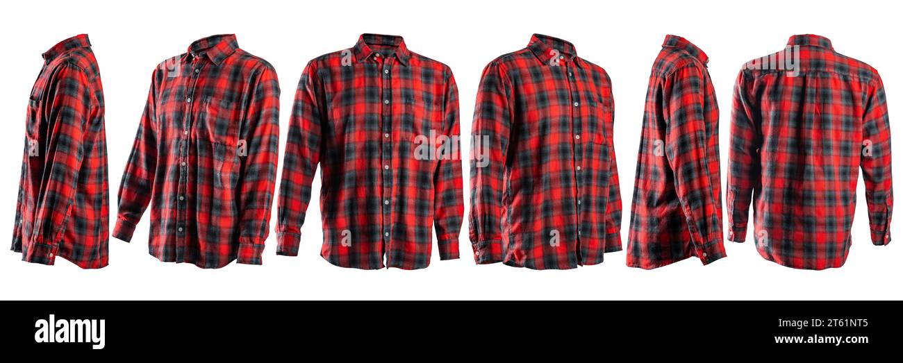 Plaid flannel shirt isolated over white background Stock Photo