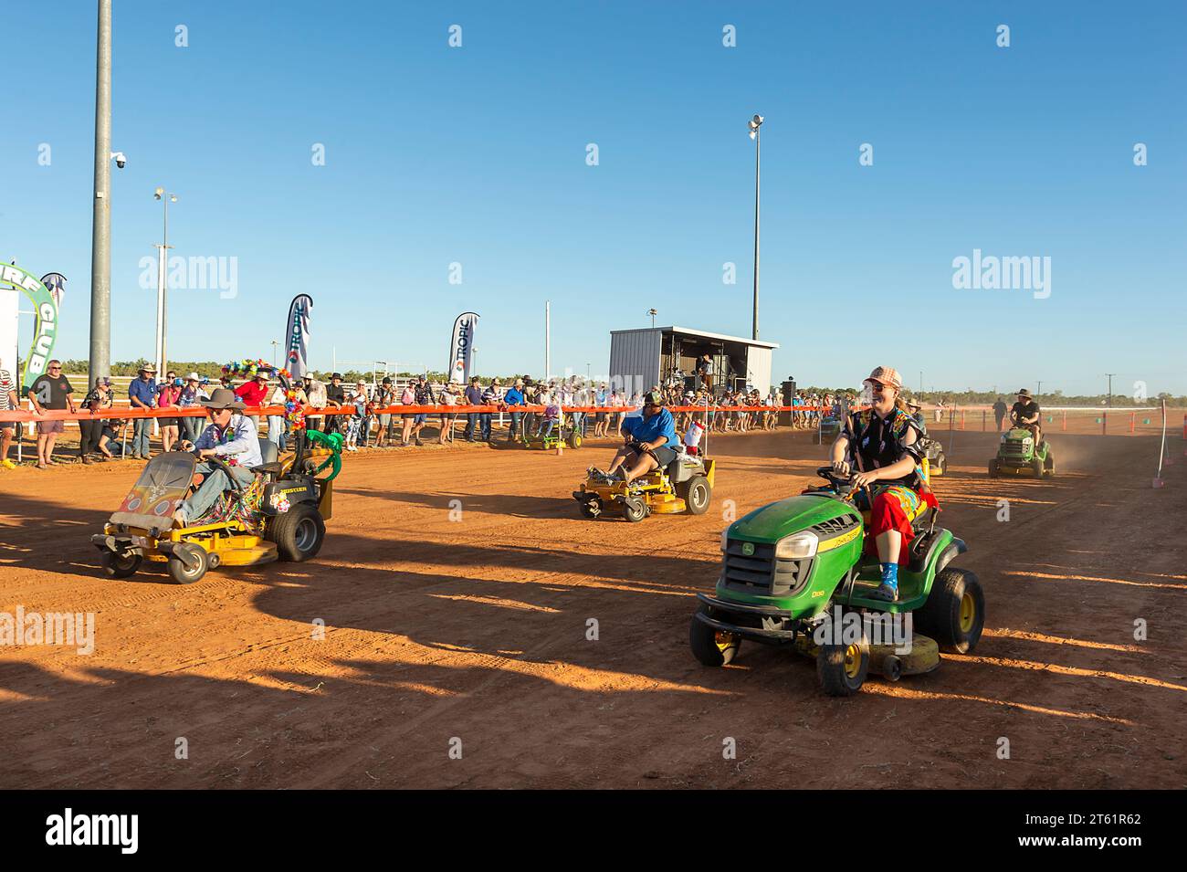 Lawn Mower racing at Boulia, a popular Outback event in Queensland, QLD, Australia Stock Photo