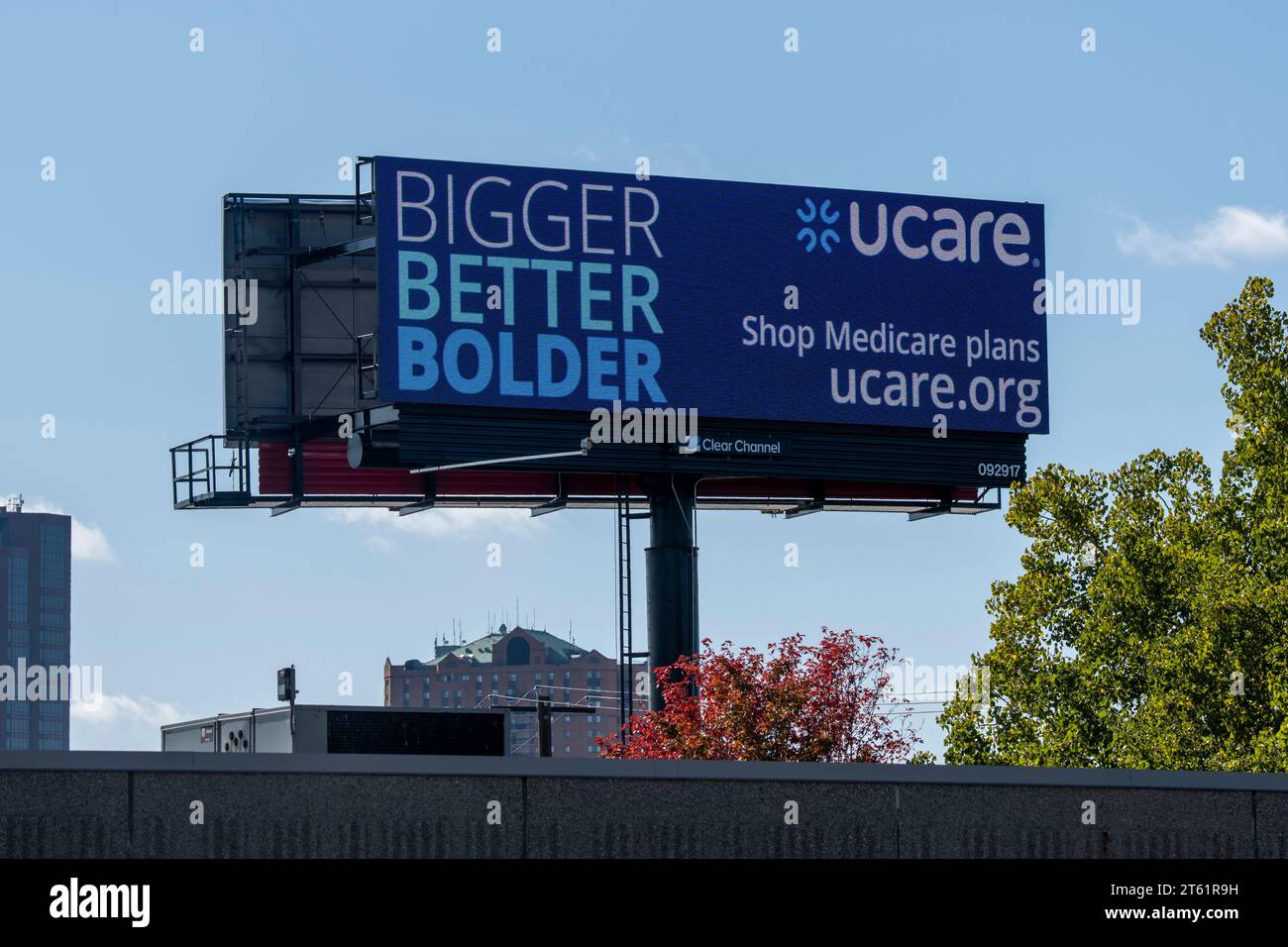 St. Paul, Minnesota.  End of the year medicare plans. U-care advertising bigger, better and bolder plans. Stock Photo