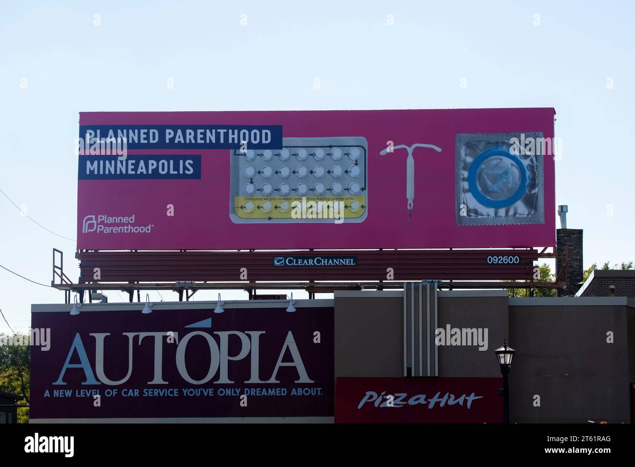 Minneapolis, Minnesota. Planned Parenthood billboard. Stock Photo