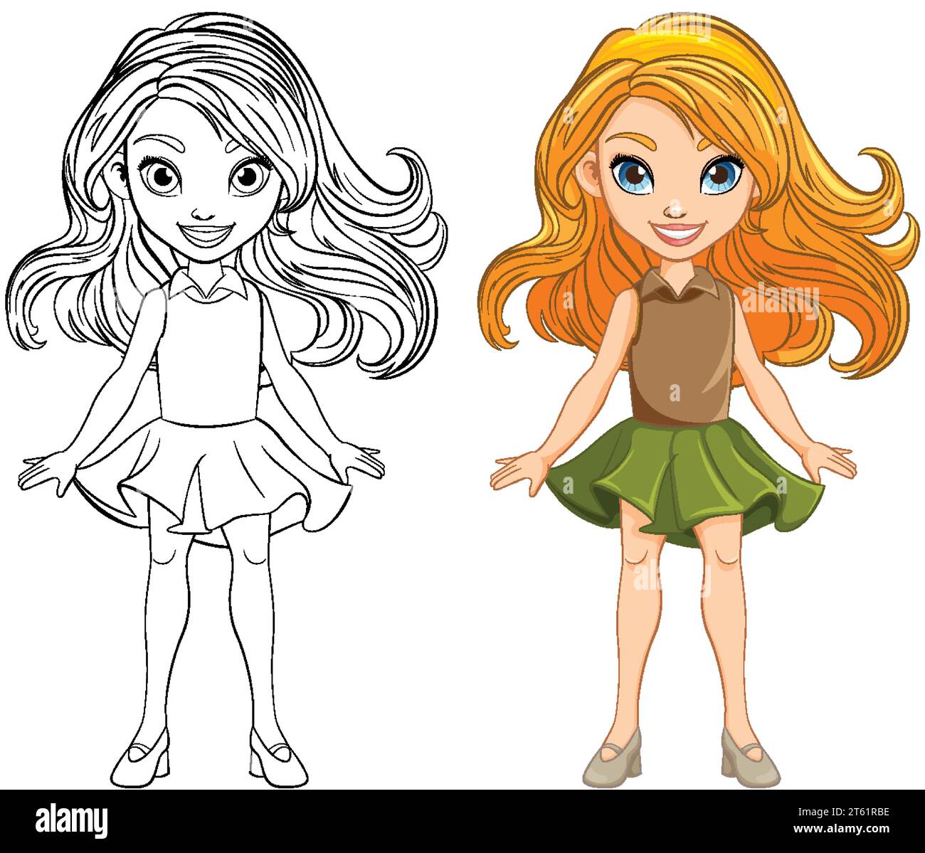 A stunning cartoon character wearing a mini skirt dress Stock Vector