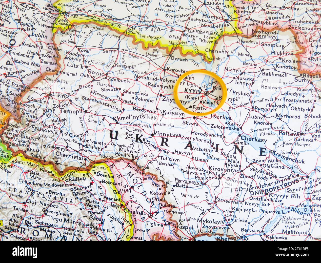 Map - Close Up of Kiev Stock Photo