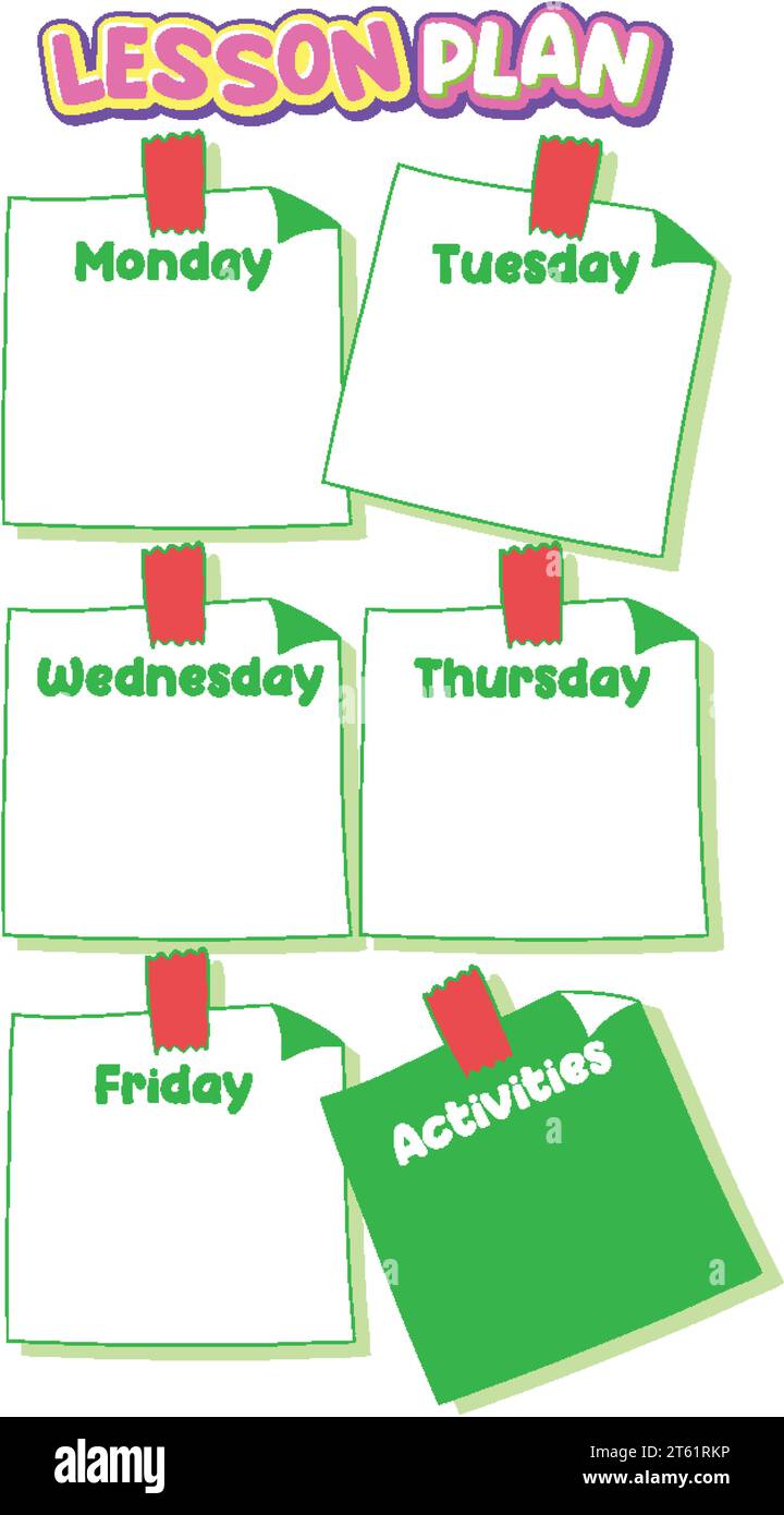 Weekly lesson plan template Cut Out Stock Images & Pictures - Alamy