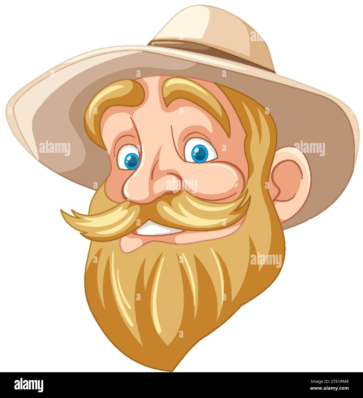 A vector cartoon illustration of an old man with a beard and mustache ...