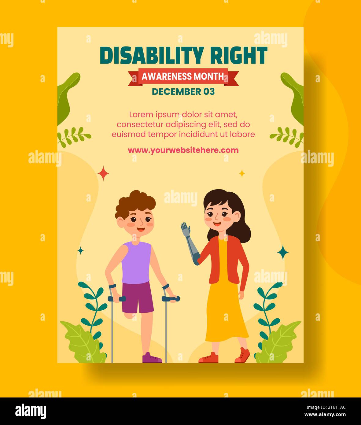 Disability Rights Awareness Month Vertical Poster Flat Cartoon