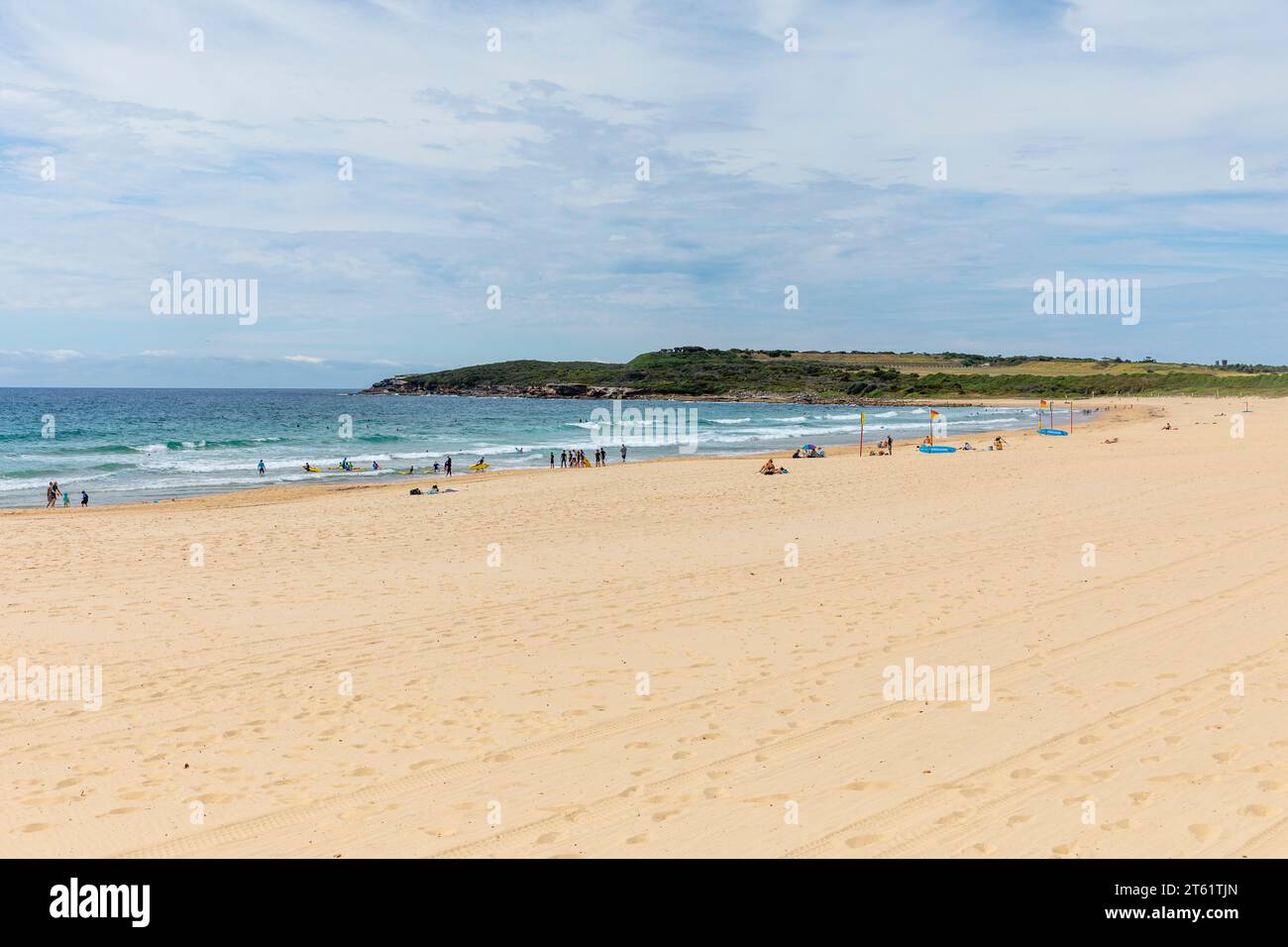 Maroubra beach suburb of Sydney on a blue sky spring day, Sydney eastern suburbs,New South Wales,Australia Stock Photo