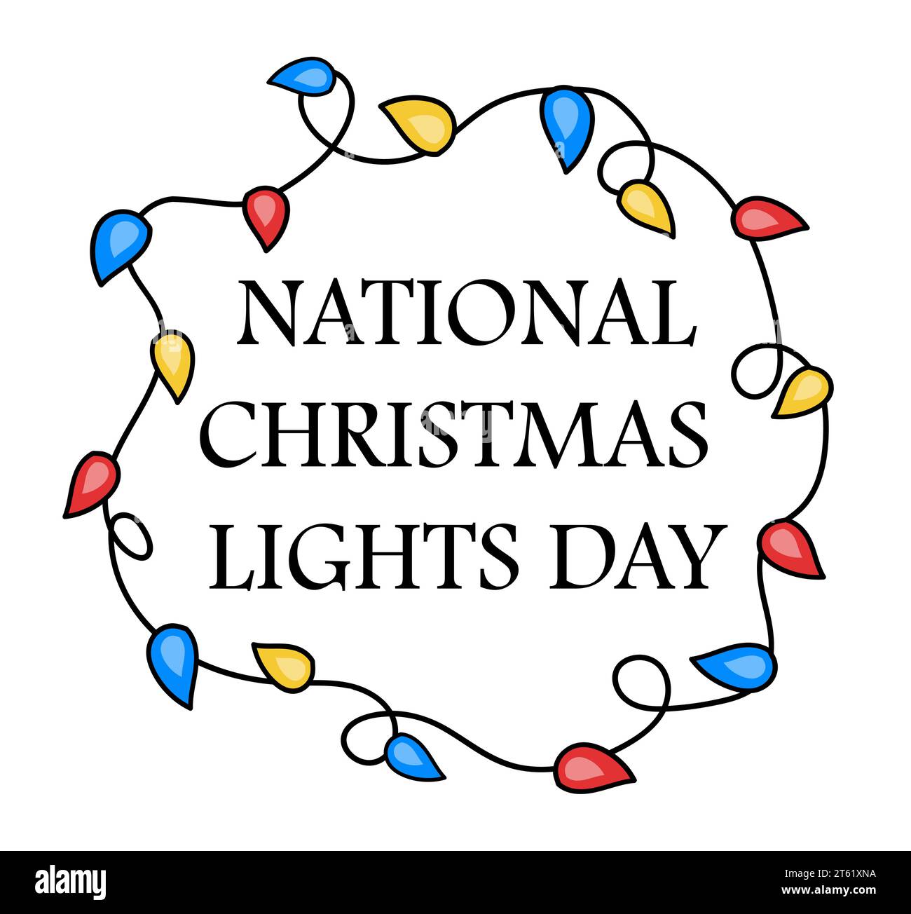 National Christmas Lights Day. Christmas round frame logo light bulbs