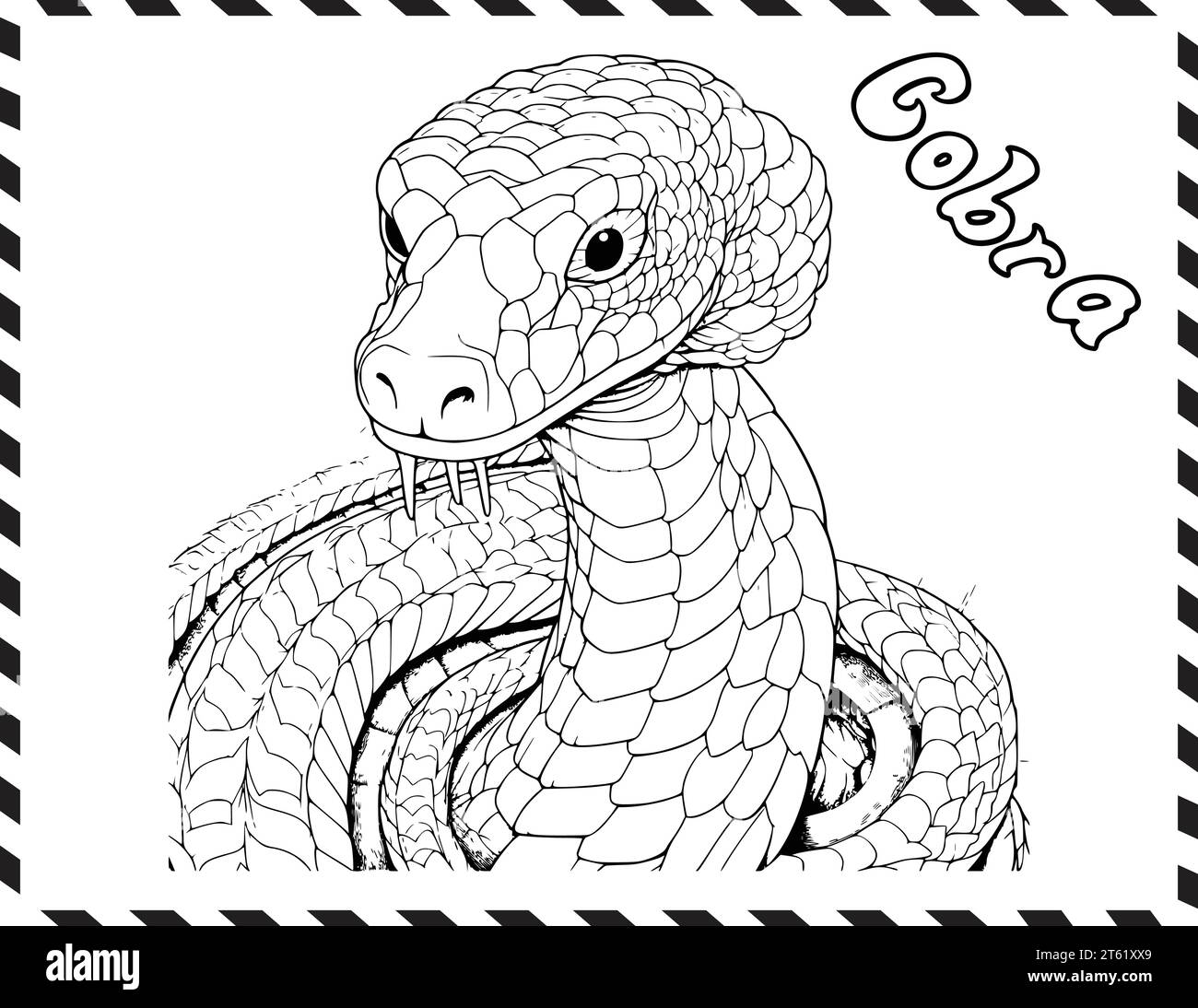 Cobra Coloring Page For Kids Stock Vector