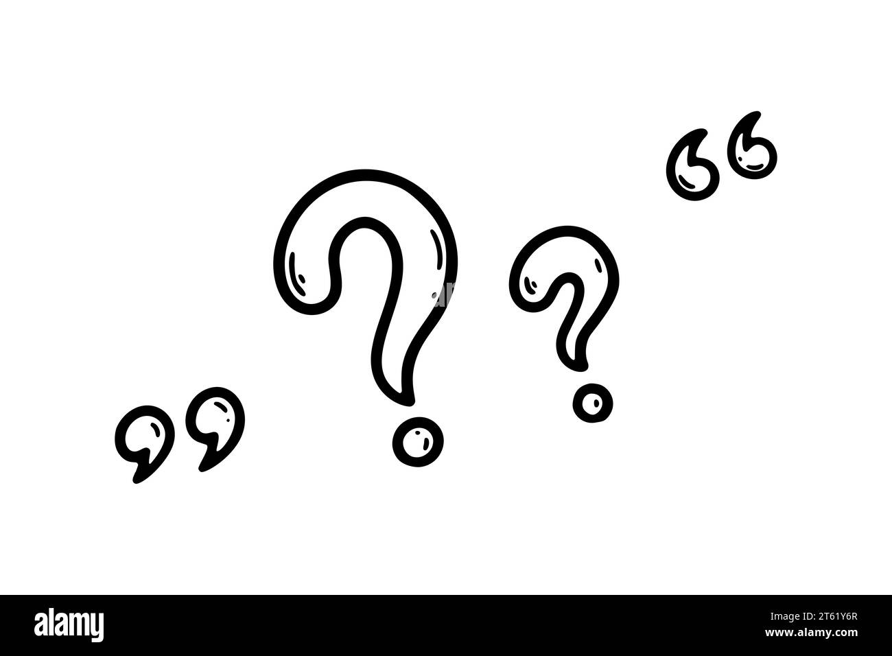 Handwritten question mark in sketch doodle style. Trouble, anxiety, doubt, confusion, misunderstanding symbol. Graphic ink punctuation icon Stock Vector