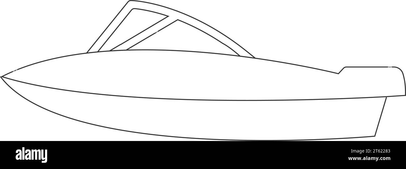 Vetor do Stock: Speed boat line drawing vector and illustration for color