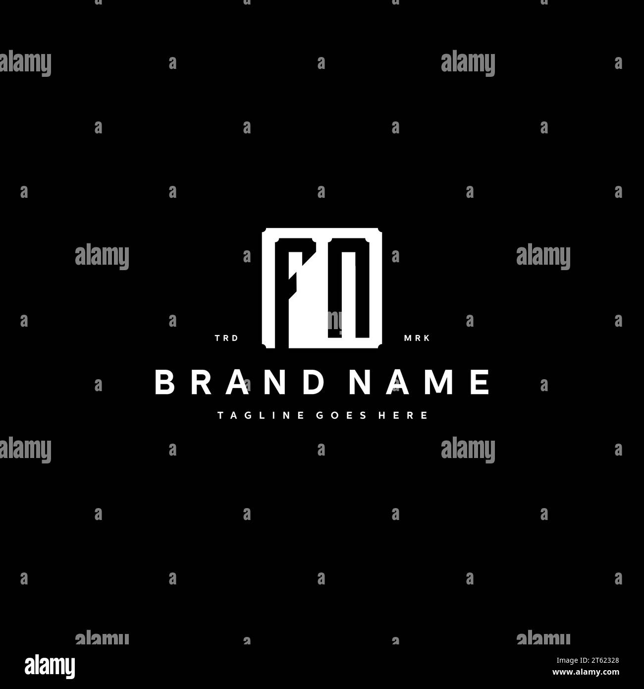 FN monogram logo initials with square rectangular shape isolated on black background initials vector graphic template Stock Vector
