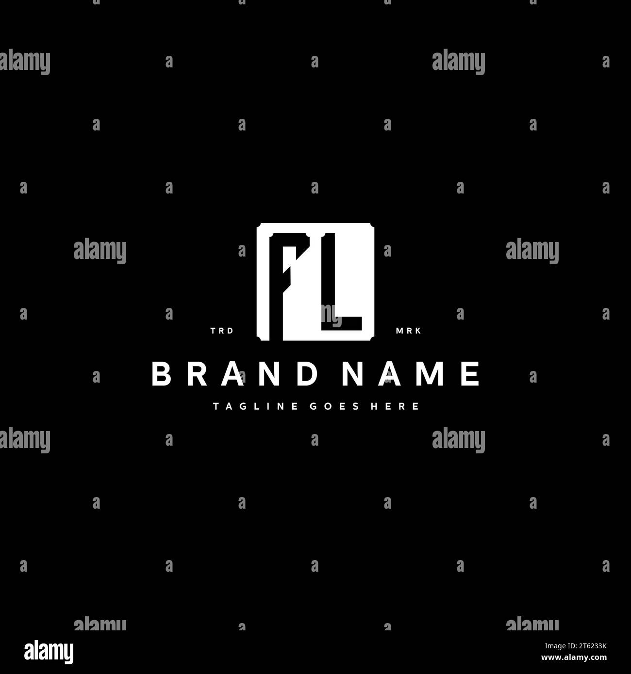 FL monogram logo initials with square rectangular shape isolated on black background initials vector graphic template Stock Vector