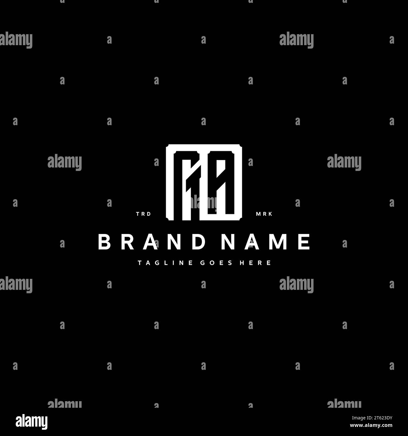 GA monogram logo initials with square rectangular shape isolated on black background initials vector graphic template Stock Vector