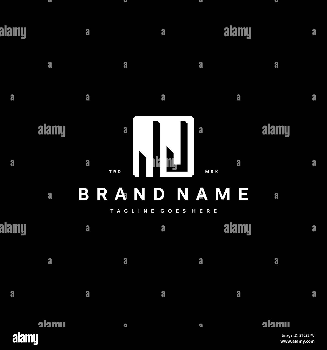 JJ monogram logo initials with square rectangular shape isolated on black background initials vector graphic template Stock Vector