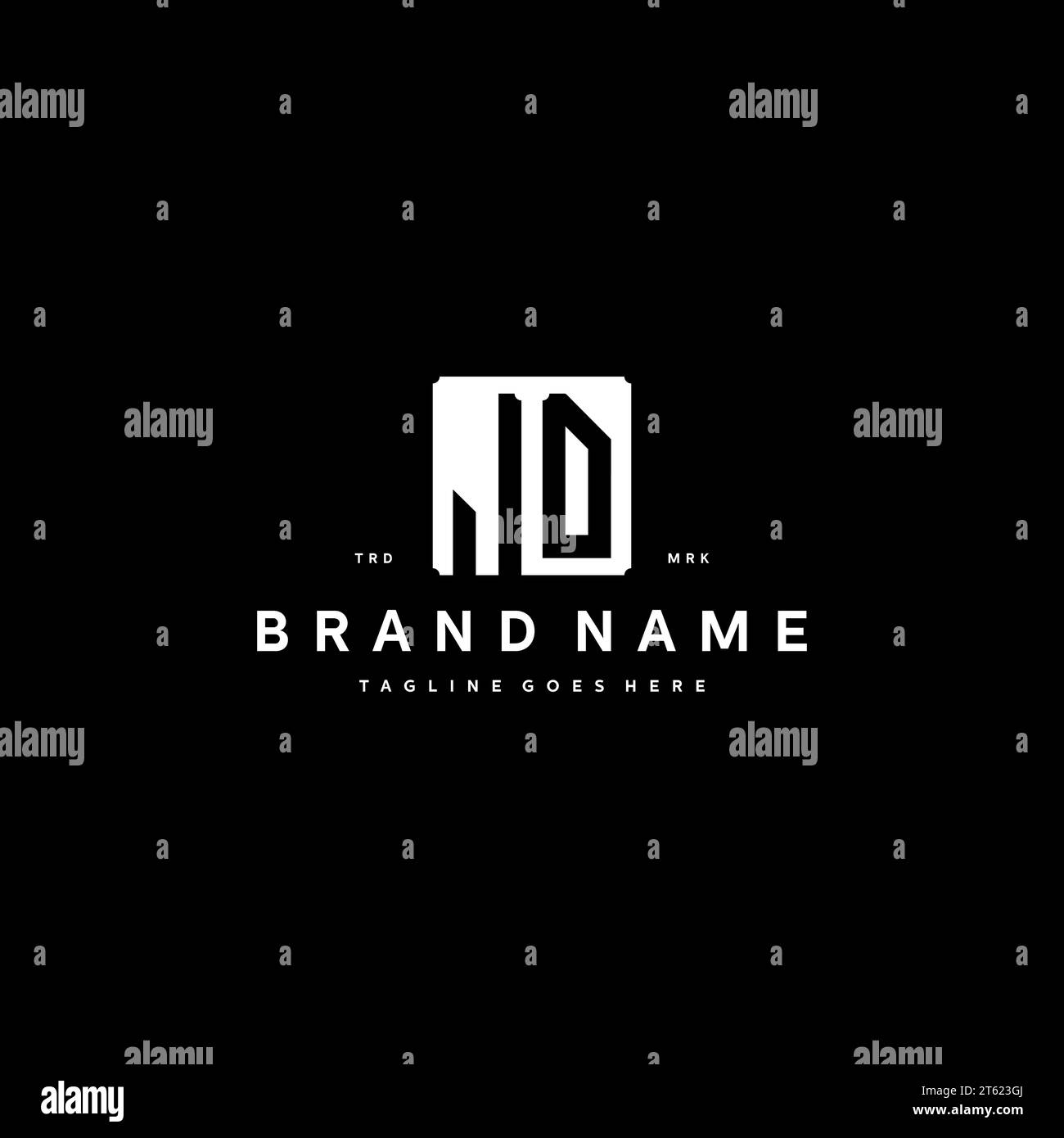 JD monogram logo initials with square rectangular shape isolated on black background initials vector graphic template Stock Vector