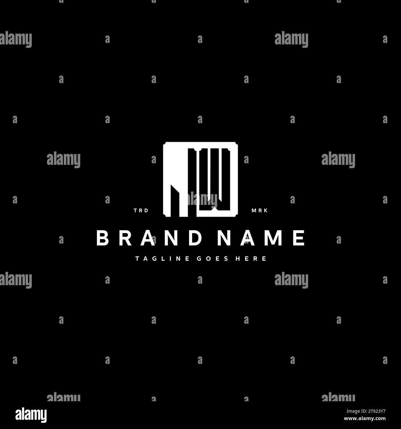 JW monogram logo initials with square rectangular shape isolated on black background initials vector graphic template Stock Vector