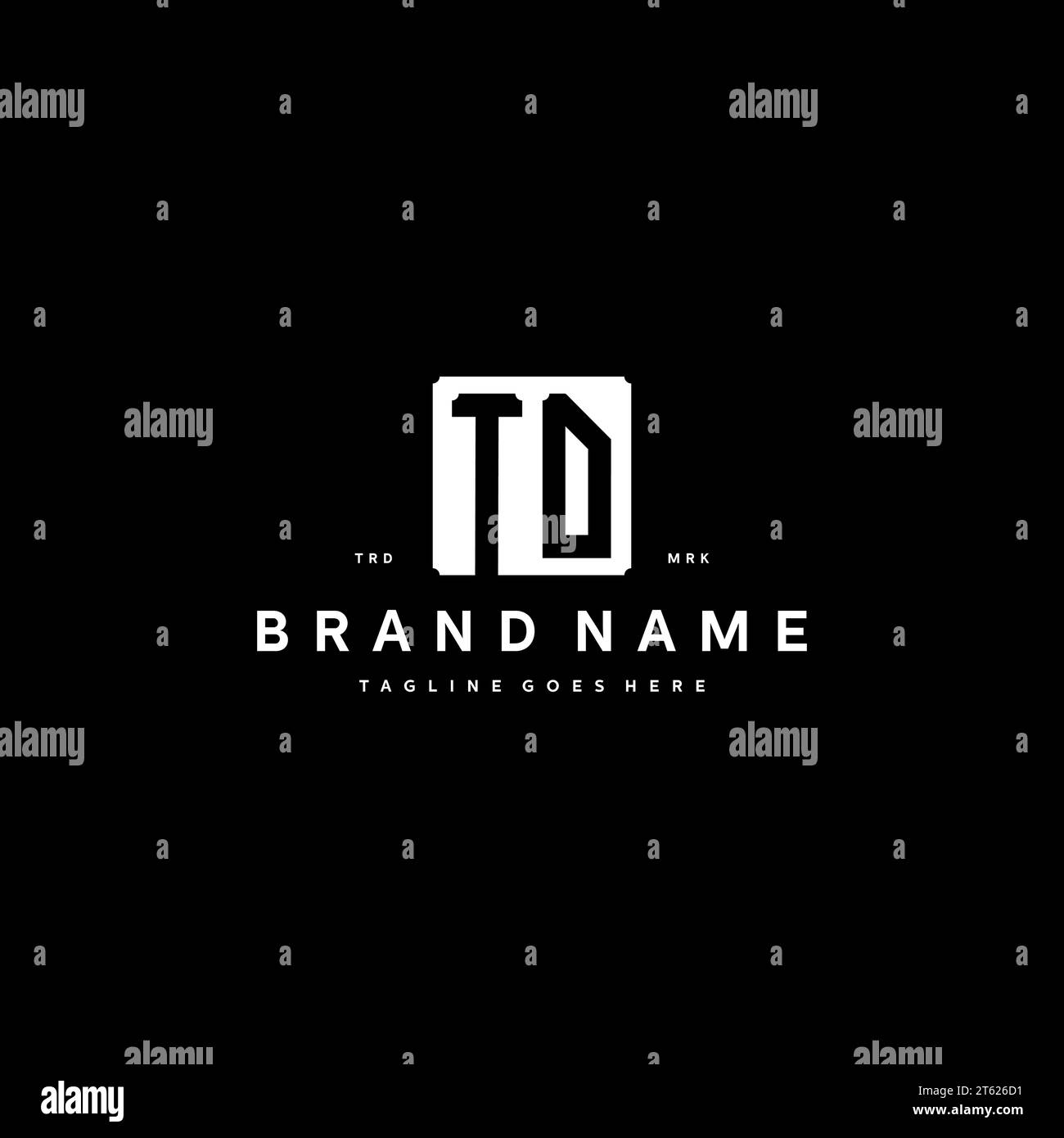 TD monogram logo initials with square rectangular shape isolated on black background initials vector graphic template Stock Vector