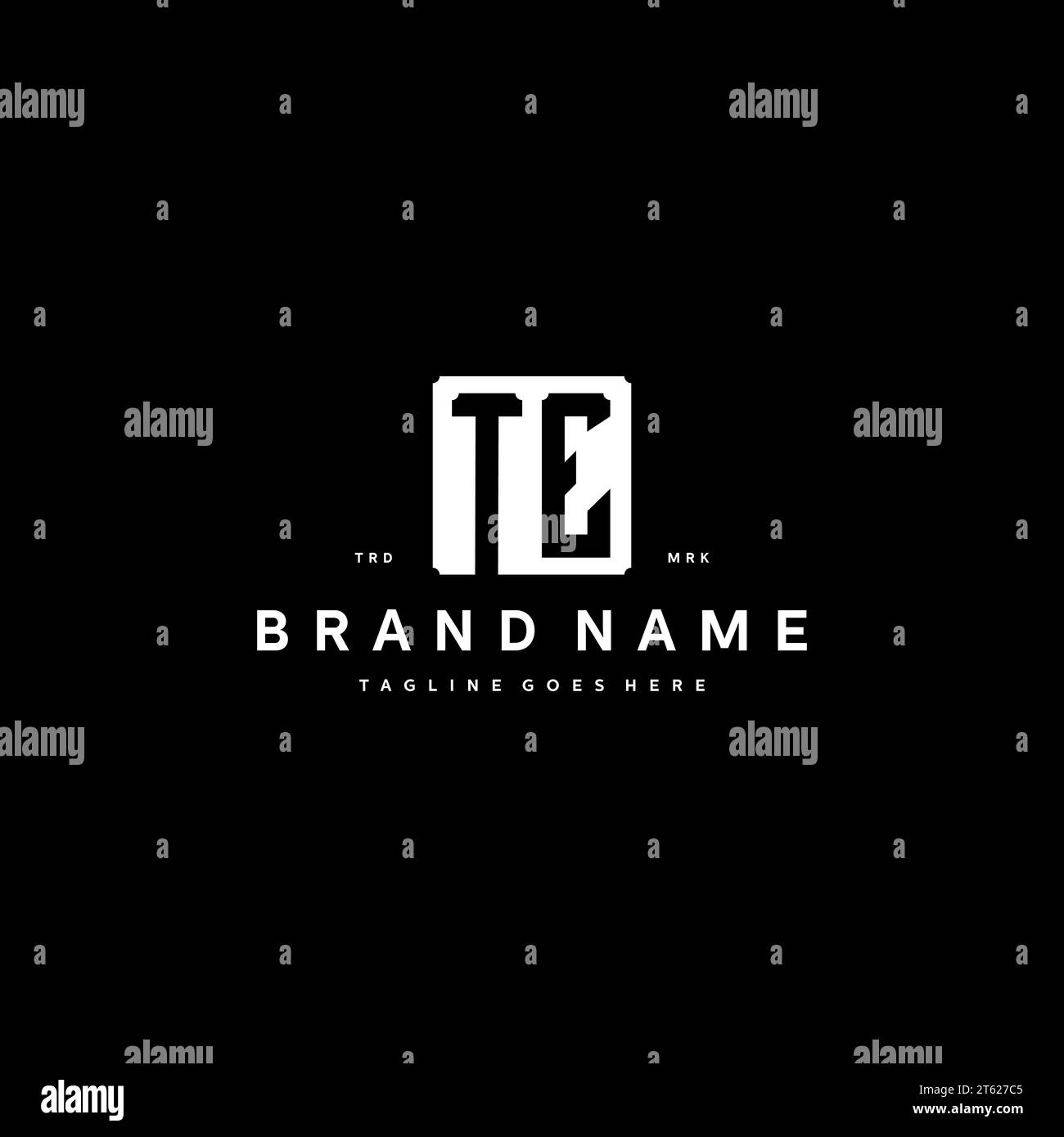 TE monogram logo initials with square rectangular shape isolated on black background initials vector graphic template Stock Vector