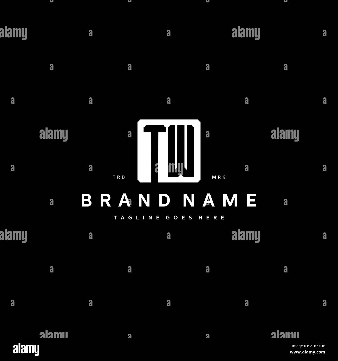 TW monogram logo initials with square rectangular shape isolated on black background initials vector graphic template Stock Vector