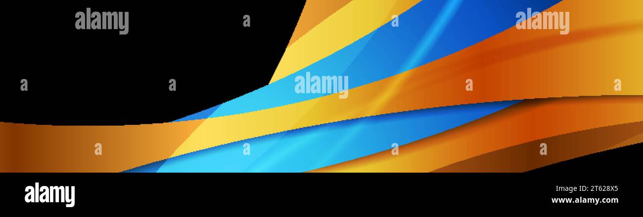 Blue and orange glossy waves abstract modern background. Vector ...