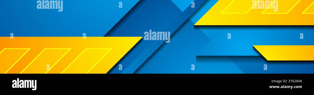 Blue and orange abstract tech geometric banner. Vector illustration Stock Vector