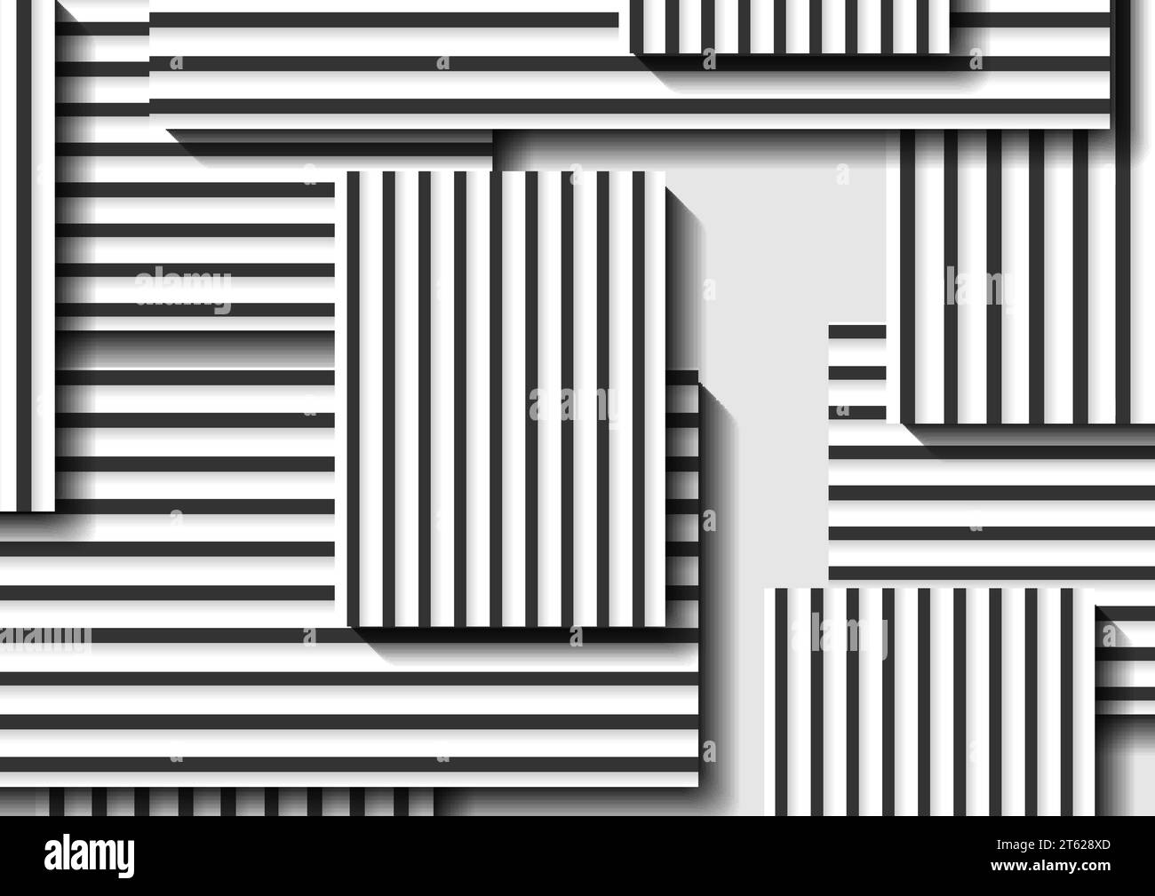 Abstract minimal geometric background with black and white stripes ...