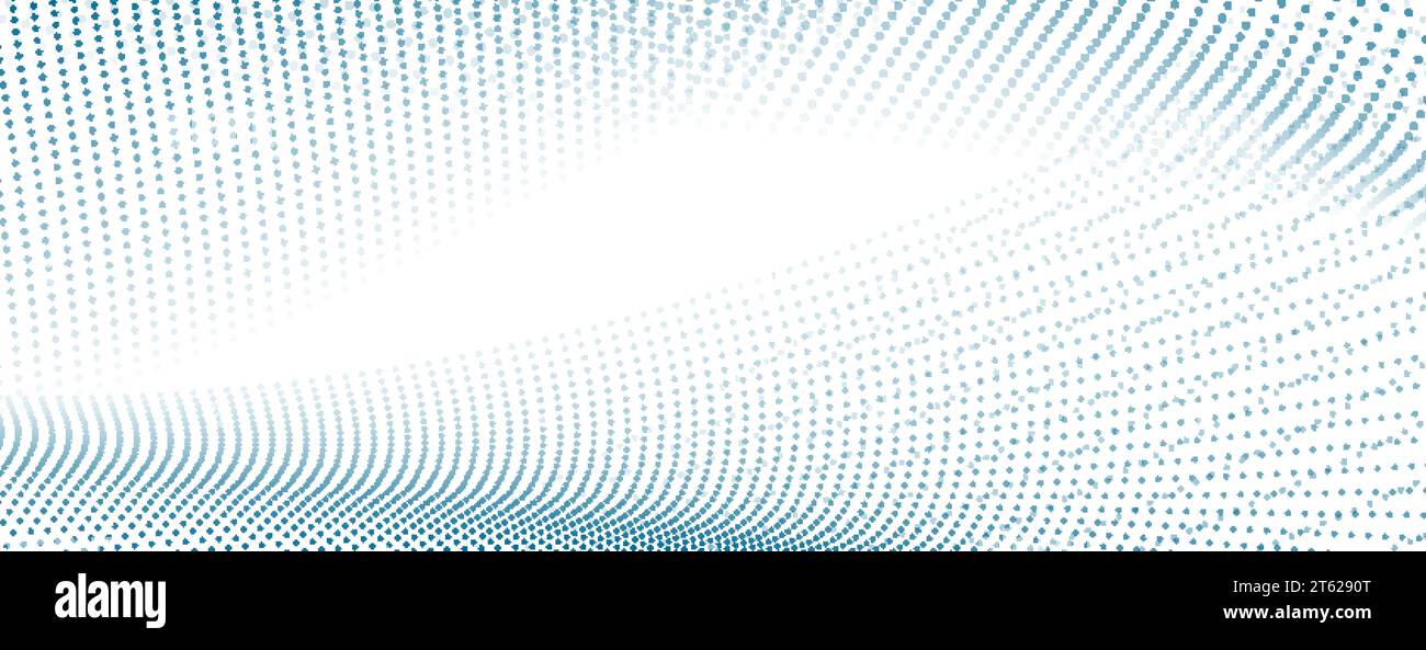 Sci-fi abstract blue background with dotted curved wavy lines. Technology sci-fi vector design Stock Vector