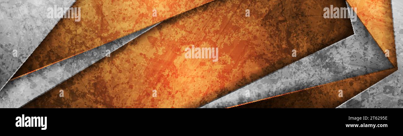 Contrast orange and grey abstract grunge tech banner design. Old wall ...