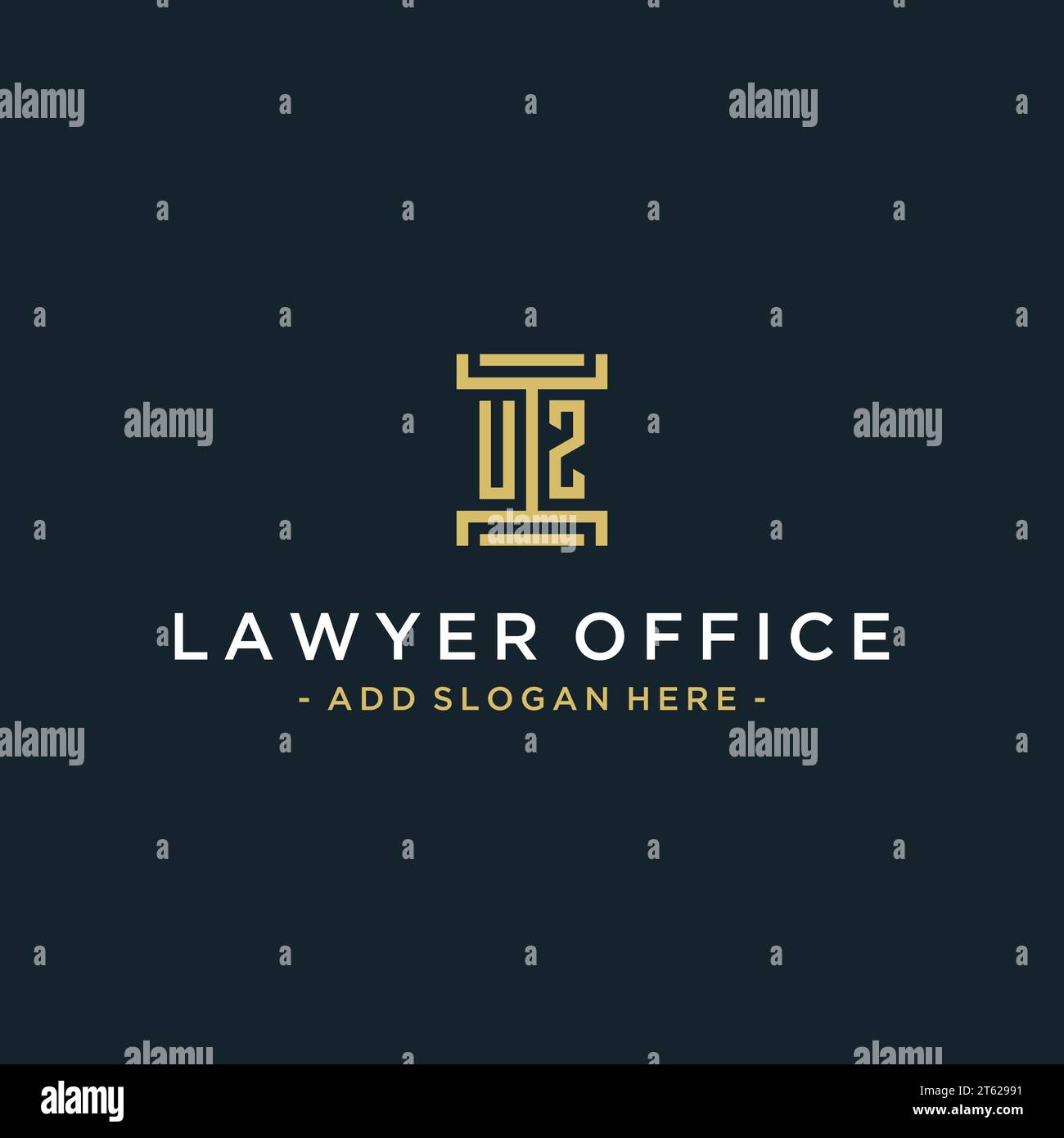 UZ initial logo monogram design for legal, lawyer, attorney and law firm Stock Vector
