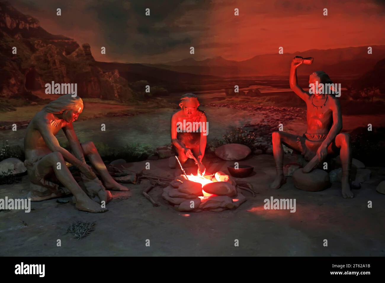 Primitive human life simulation sculpture Stock Photo - Alamy