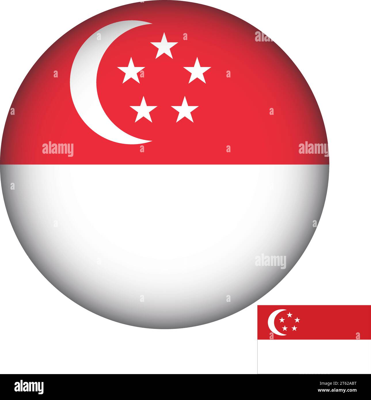 Singapore Flag  Round Shape Vector Stock Vector