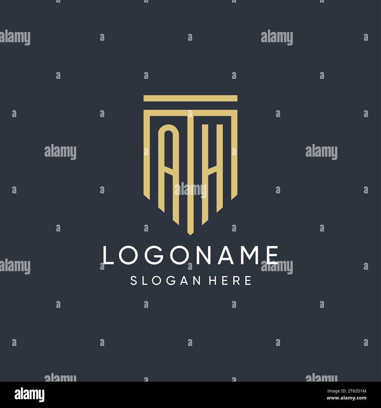 AH monogram with modern and luxury shield shape design vector graphic Stock Vector
