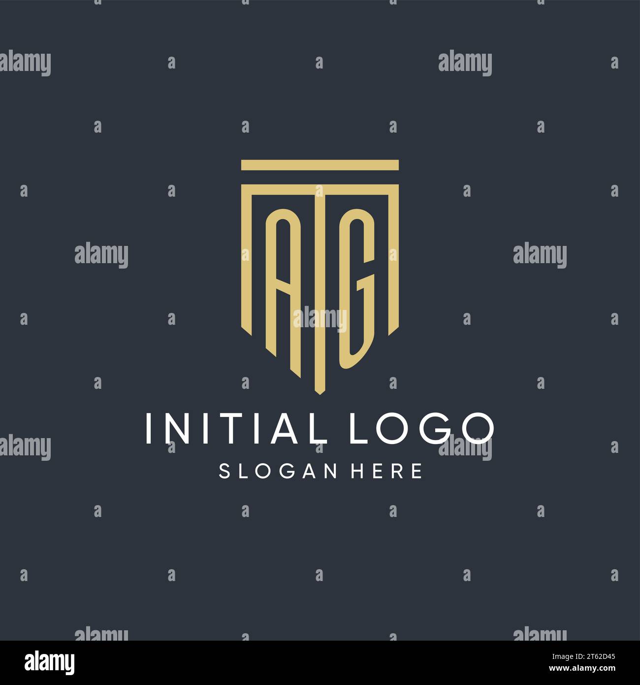 AG monogram with modern and luxury shield shape design vector graphic Stock Vector