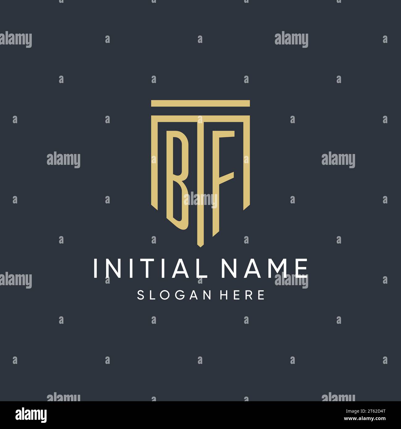 BF monogram with modern and luxury shield shape design vector graphic Stock Vector
