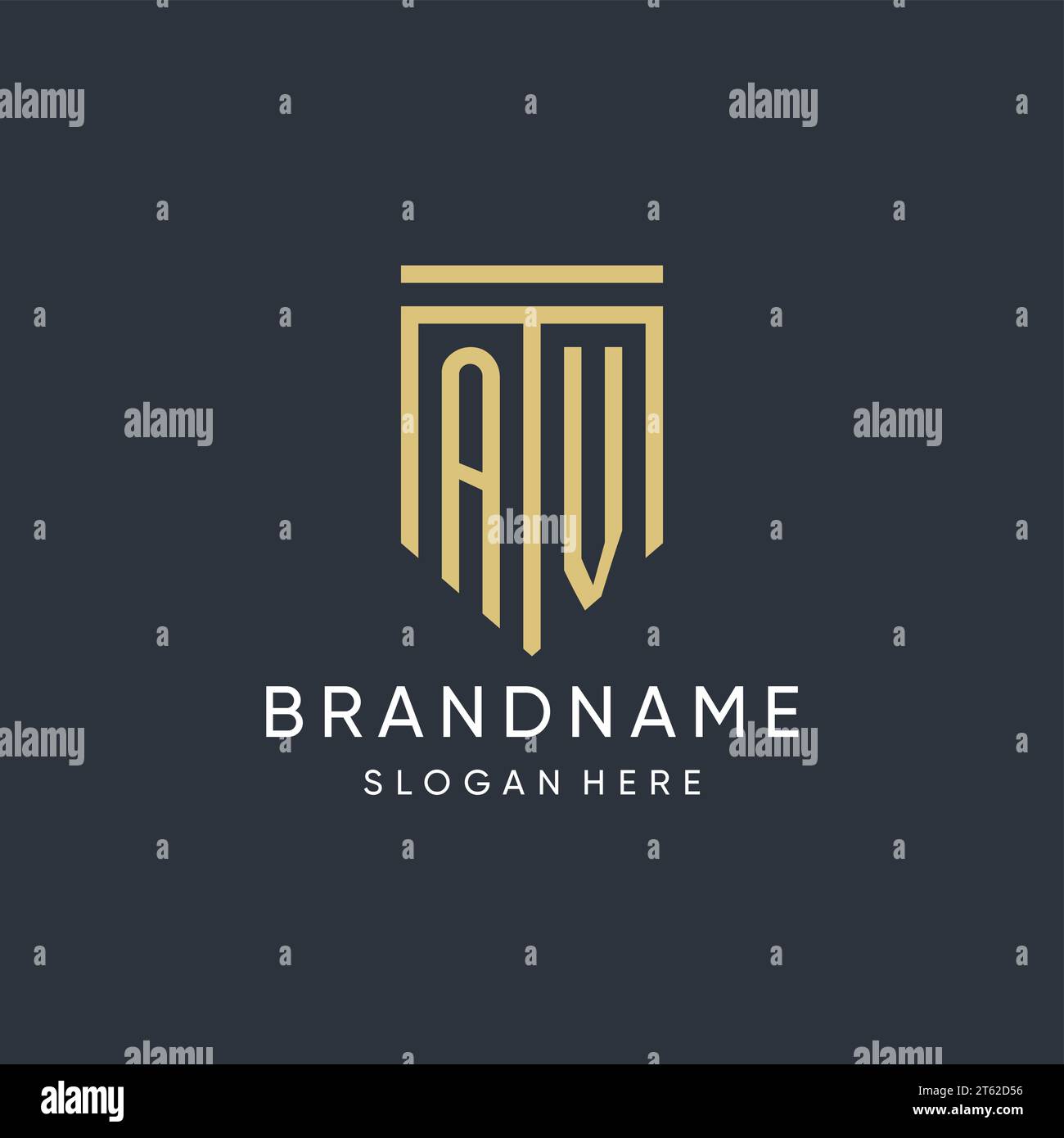 AV monogram with modern and luxury shield shape design vector graphic Stock Vector