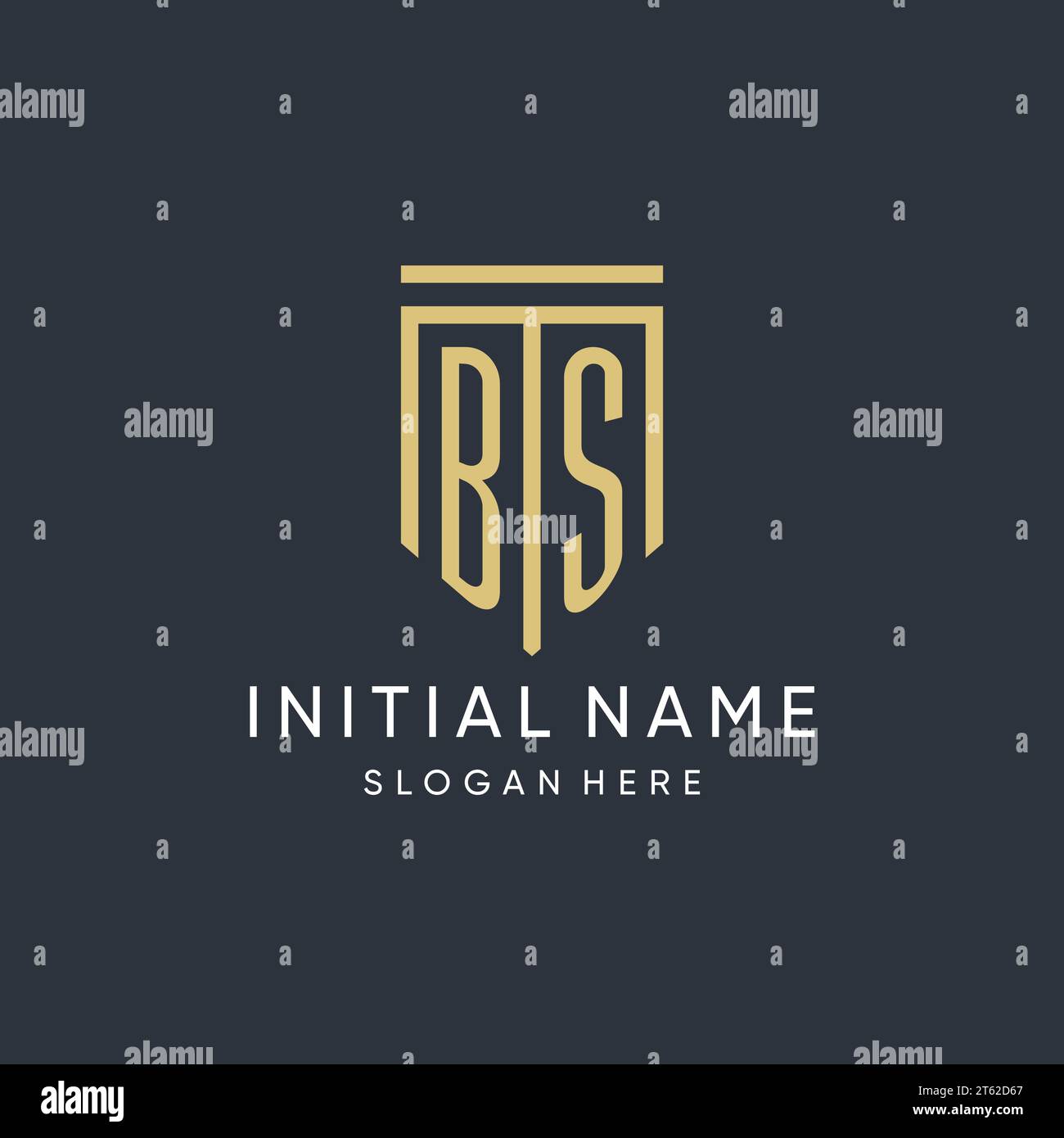 BS monogram with modern and luxury shield shape design vector graphic Stock Vector