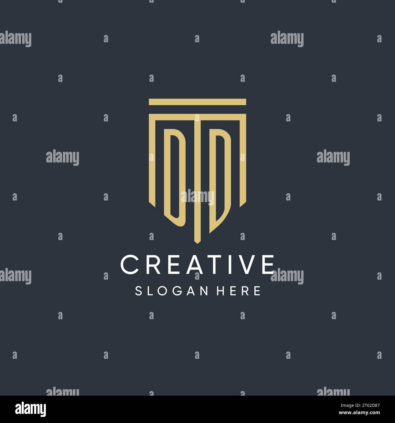DD monogram with modern and luxury shield shape design vector graphic Stock Vector