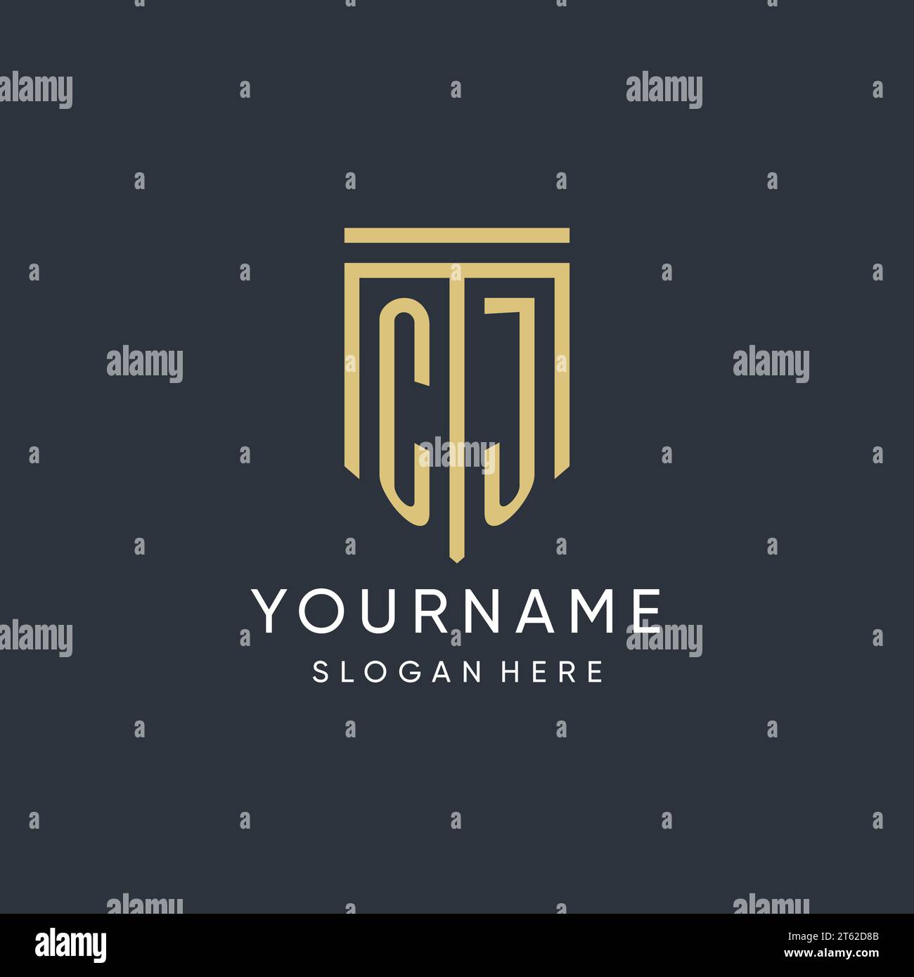 CJ monogram with modern and luxury shield shape design vector graphic Stock Vector
