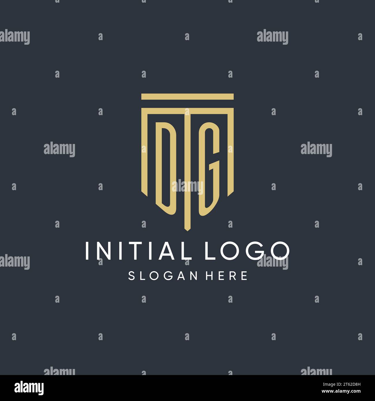DG monogram with modern and luxury shield shape design vector graphic Stock Vector