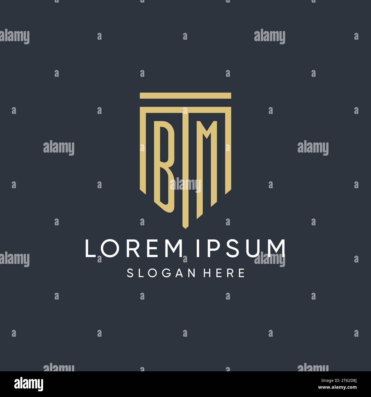 BM monogram with modern and luxury shield shape design vector graphic Stock Vector