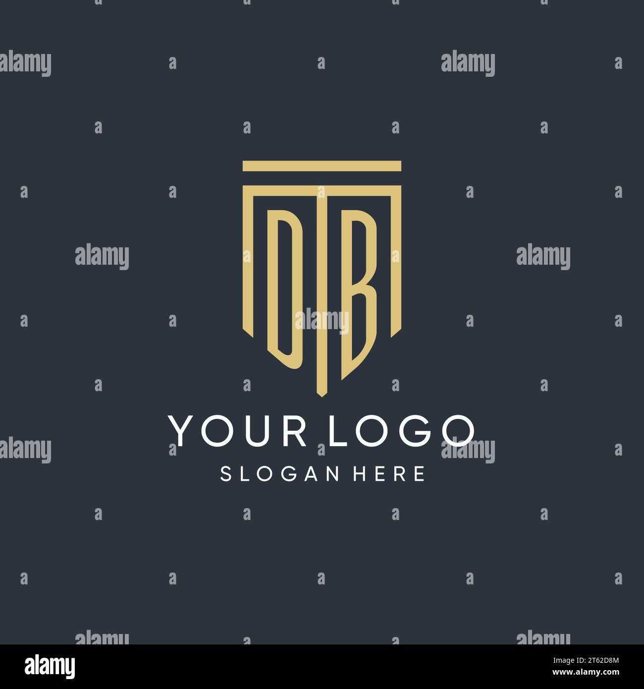 DB monogram with modern and luxury shield shape design vector graphic Stock Vector