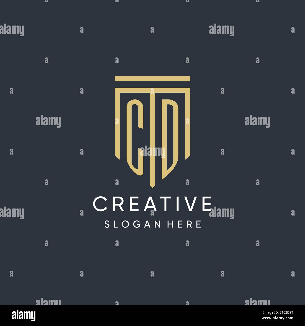 CD monogram with modern and luxury shield shape design vector graphic Stock Vector