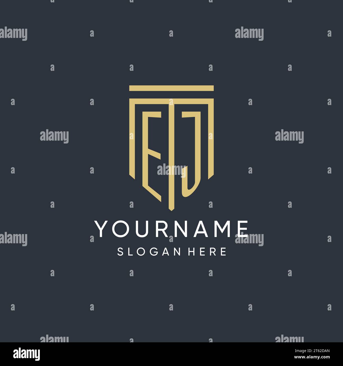 EJ monogram with modern and luxury shield shape design vector graphic Stock Vector