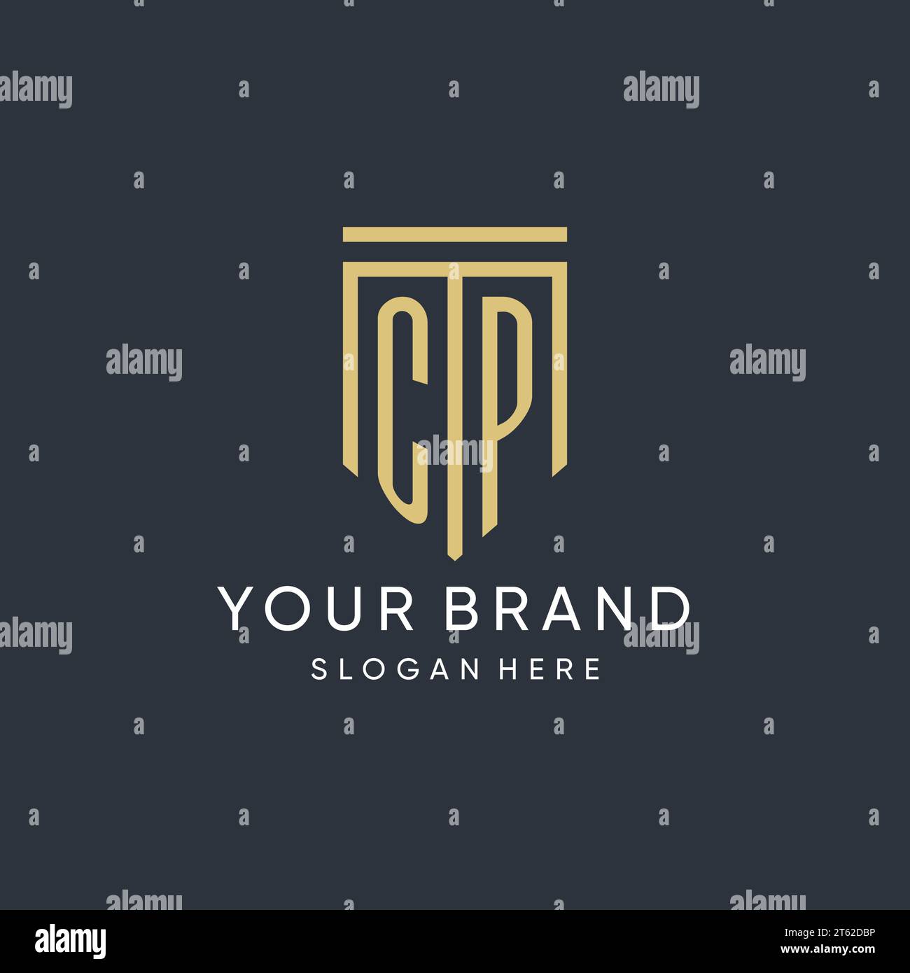 CP monogram with modern and luxury shield shape design vector graphic Stock Vector
