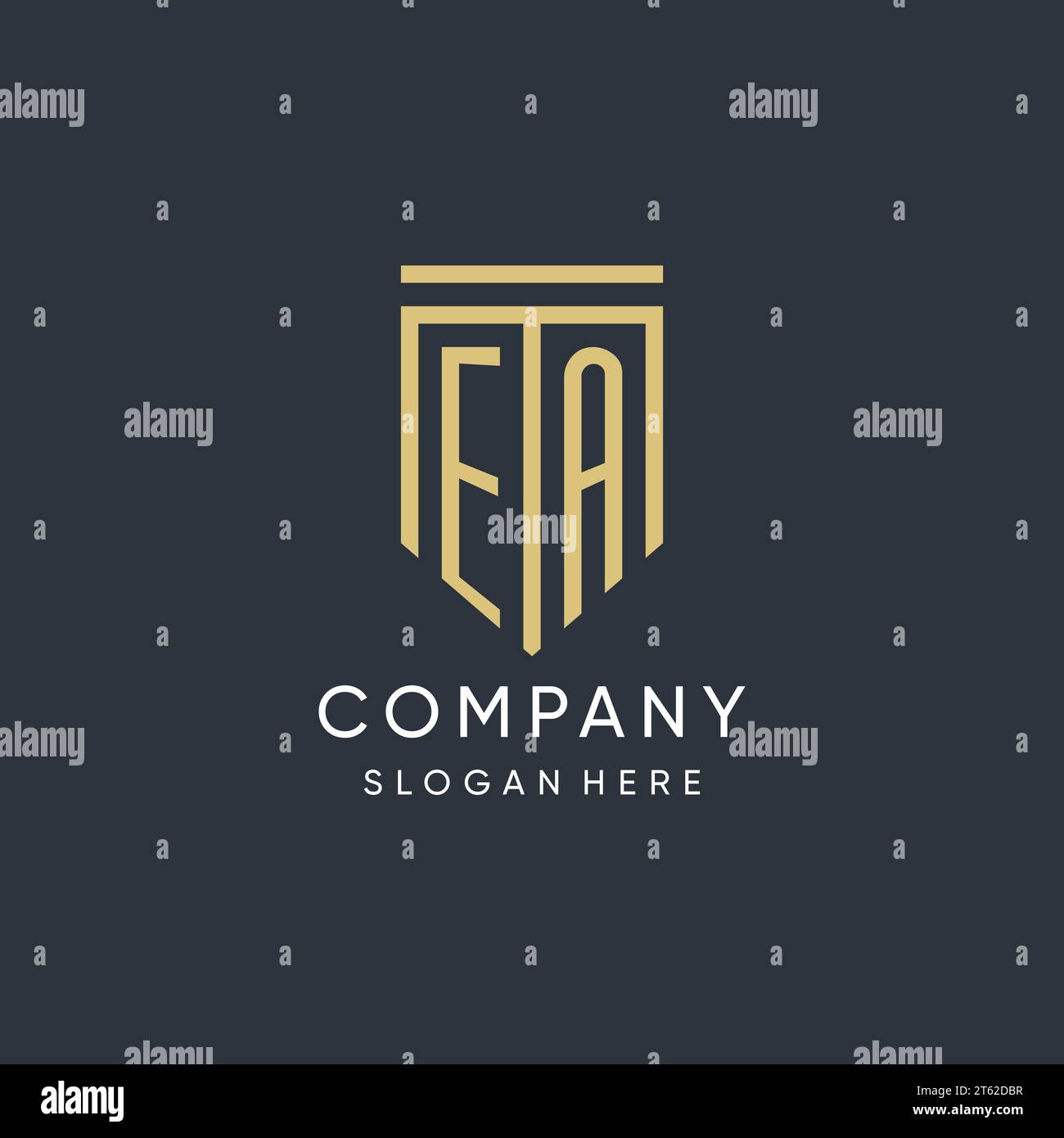 EA monogram with modern and luxury shield shape design vector graphic Stock Vector