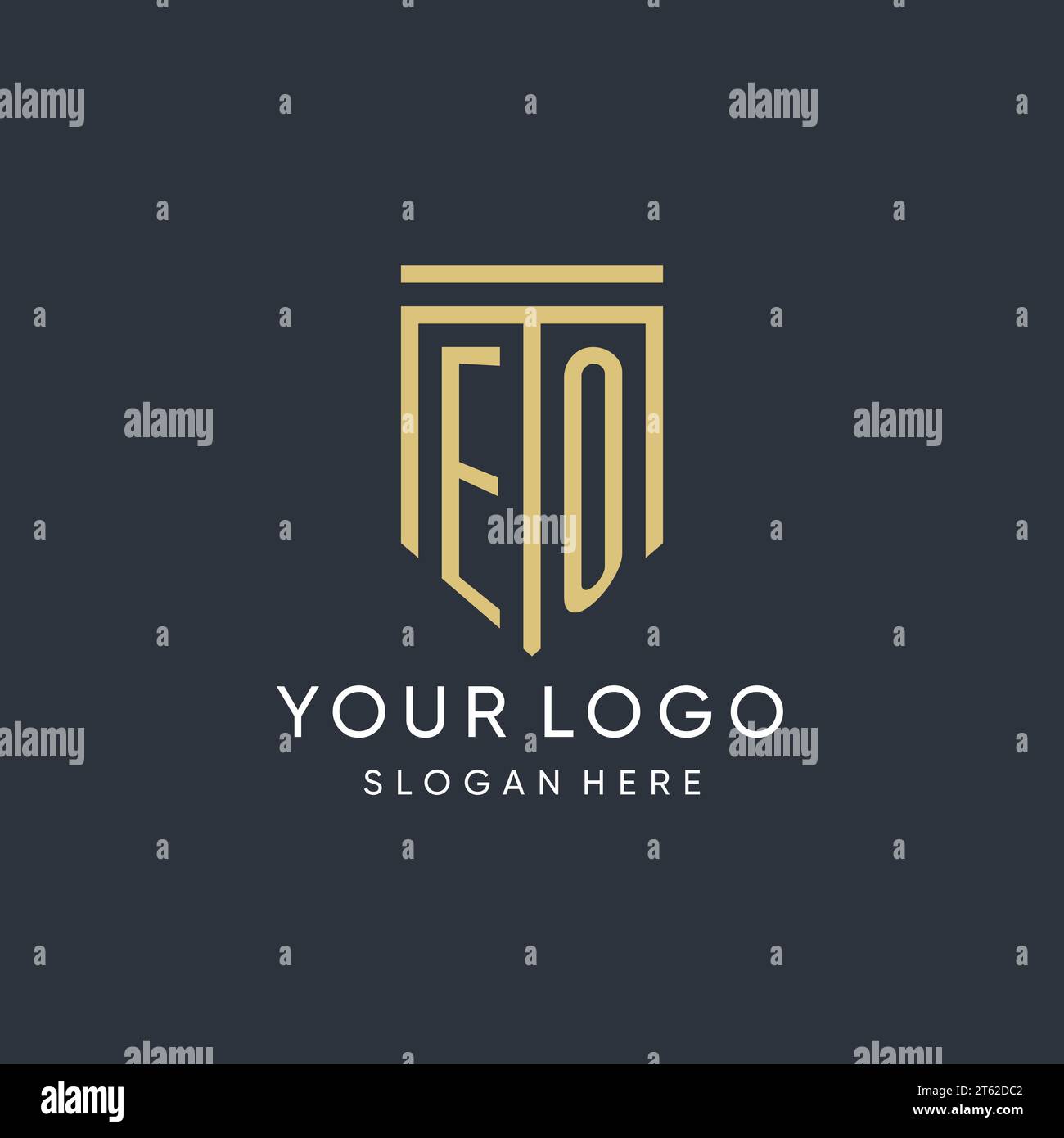 EO monogram with modern and luxury shield shape design vector graphic Stock Vector