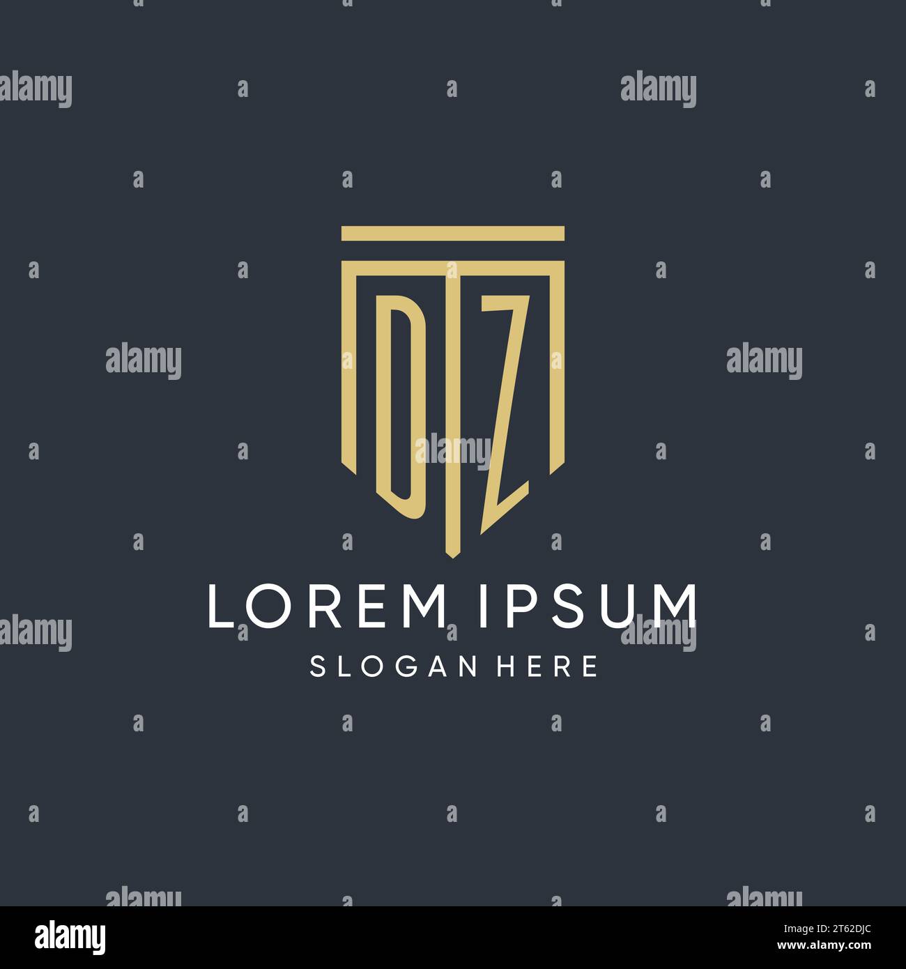 DZ monogram with modern and luxury shield shape design vector graphic Stock Vector