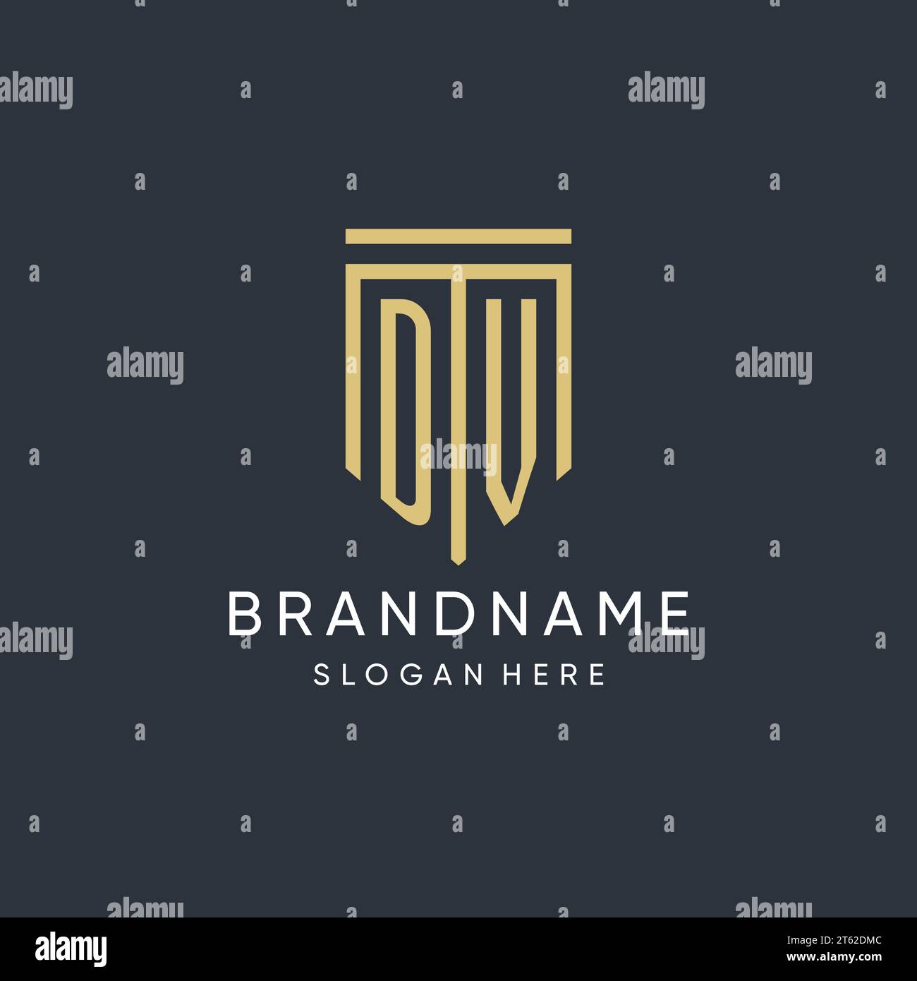 DV monogram with modern and luxury shield shape design vector graphic Stock Vector