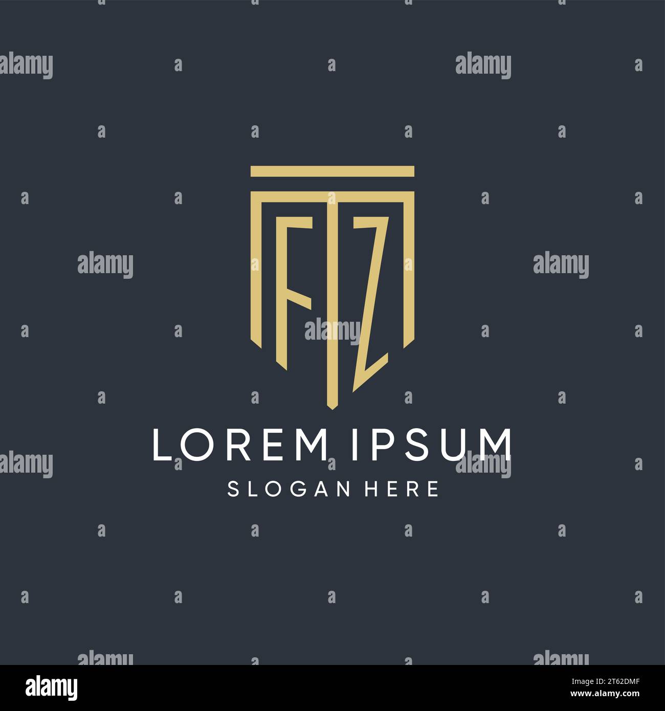 FZ monogram with modern and luxury shield shape design vector graphic Stock Vector